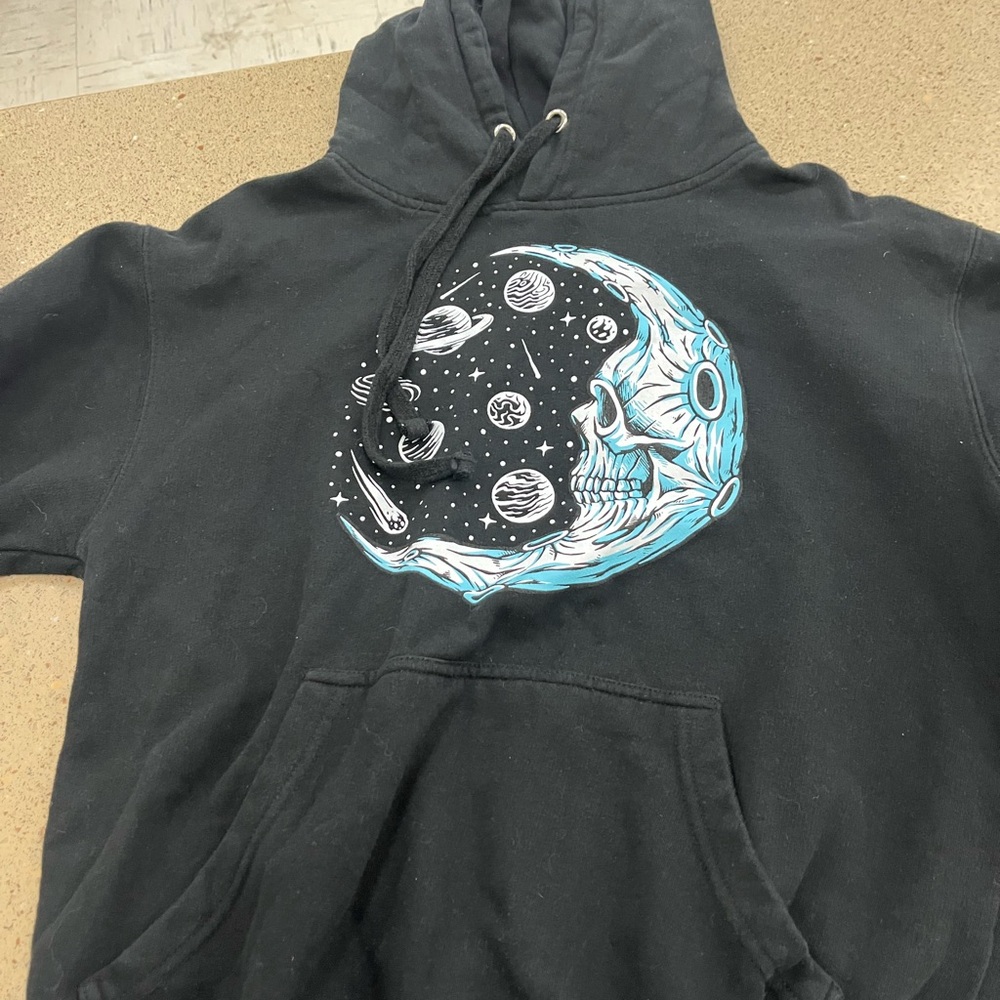 Black Hoodie with Moon and Space Design